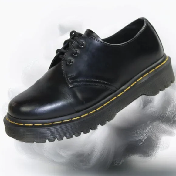 Dr. Martens Bex Low Quarter Oxford Platform Shoes Black Leather Size 6 - Picture 5 of 11